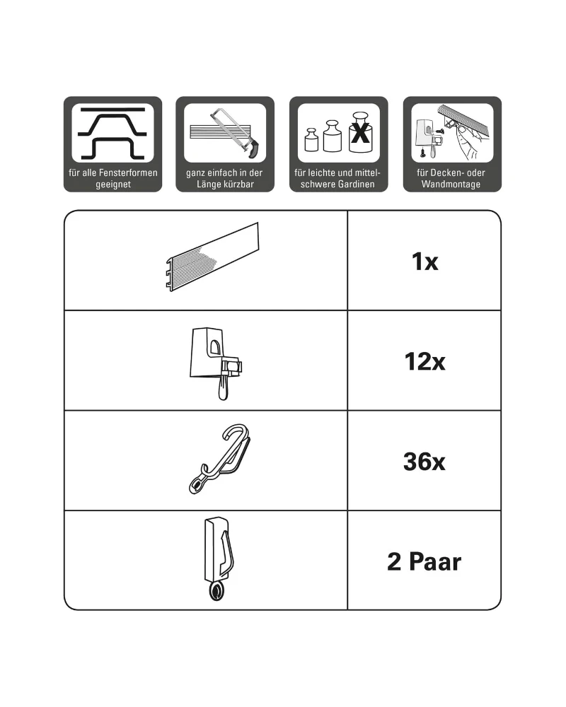 Stropna vodilica za zavjese Flexline, plastika, 7 m, bijela - Slika 6