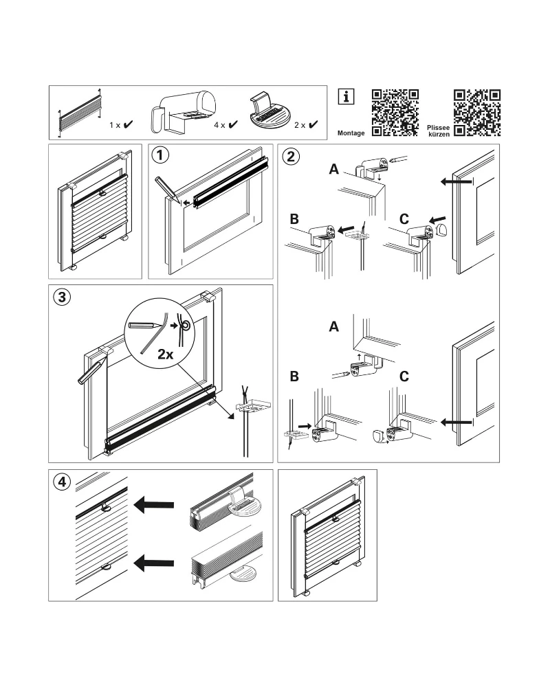 Plise zavjesa bez bušenja s 2 upravljanja - Easyfix, bež - Slika 6