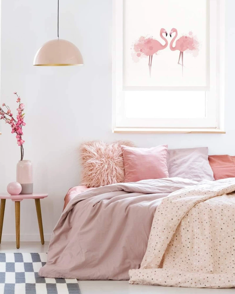 Rolo zavjesa bez bušenja - Easyfix, dekorativna, Flamingo bijela - Slika 2